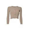 Max Mara Fitted Cropped Cardigan With Ribbed Texture In Neutral