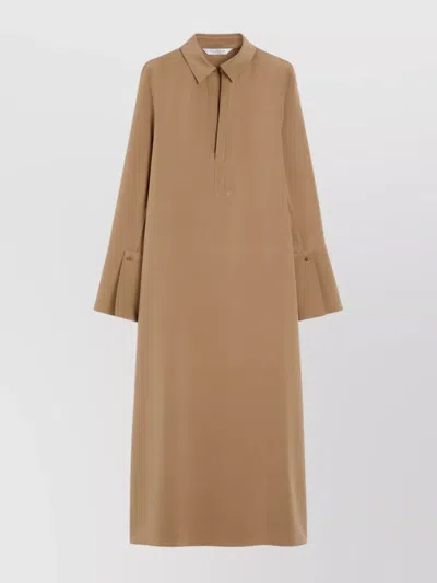 MAX MARA FITTED DRESS WITH POLO COLLAR AND SIDE SLITS