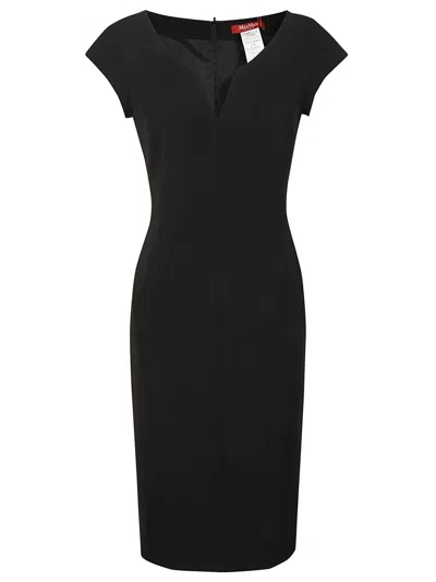 MAX MARA MAX MARA FITTED EVENING DRESS IN BLACK TRIACETATE