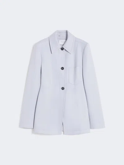 Max Mara Fitted Gabardine Shirt Jacket In Gray