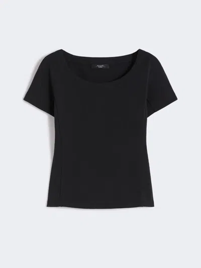 Max Mara Fitted Jersey Top In Black