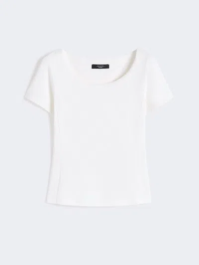 Max Mara Fitted Jersey Top In White