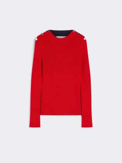 Max Mara Fitted Jumper With Buttons In Red