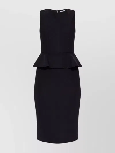 Max Mara Fitted Knee-length Dress Featuring Peplum Detail In Black