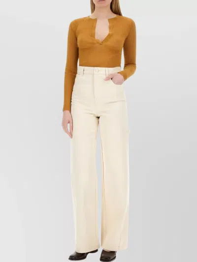 Max Mara Fitted Long Sleeve Knitwear V Neck In Brown