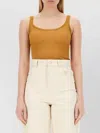 Max Mara Fitted Ribbed Scoop Neck Tank Top In Brown