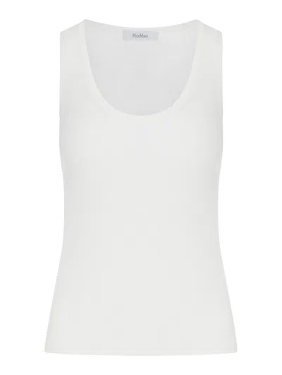 Max Mara Fitted Ribbed Top In Viscose Crepe In White
