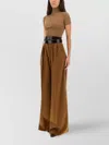 Max Mara Fitted Ribbed Turtleneck Short Sleeve Top In Brown