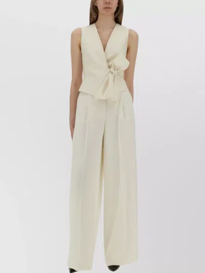 Max Mara Fitted Sleeveless Top Bow Detail In White