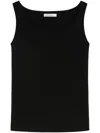 Max Mara Fitted Sleeveless Top With Classic Scoop Neckline In Black