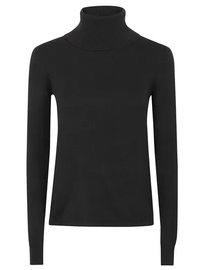 Max Mara Fitted Turtleneck Sweater In Soft Wool In Black