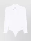 Max Mara Fitted Waist Long Sleeve Top With Collar In White