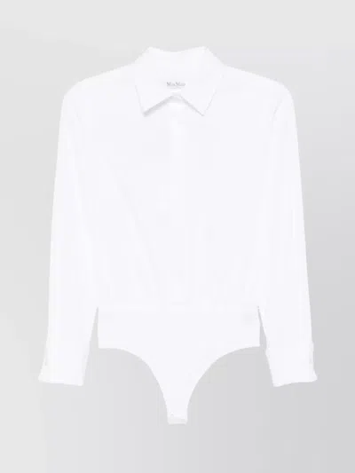 MAX MARA FITTED WAIST LONG SLEEVE TOP WITH COLLAR