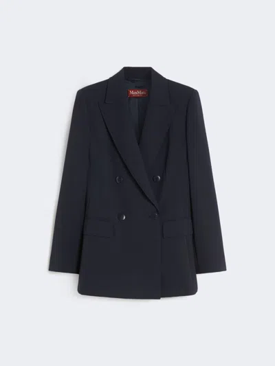 Max Mara Fitted Wool Crepe Blazer In Blue