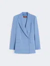 Max Mara Fitted Wool Crepe Blazer In Blue