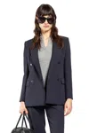 Max Mara Fitted Wool Crepe Blazer In Blue