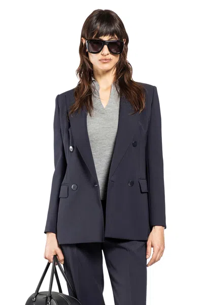 Max Mara Fitted Wool Crepe Blazer In Blue