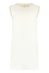 Max Mara Sleeveless Dress In Smooth White Fabric In Green