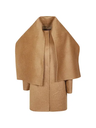 Max Mara Fiumana Long-sleeve Coat In Brown