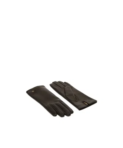 Max Mara Nappa Leather Gloves In Black