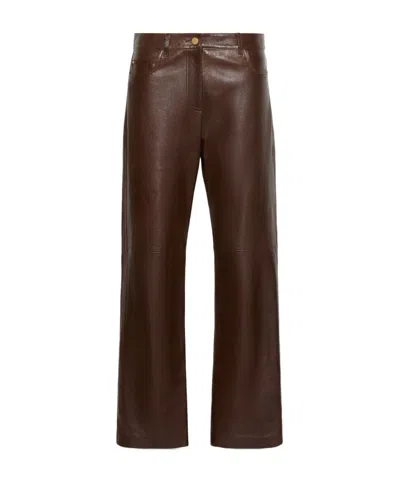 Max Mara Five-pocket Nappa-leather Trousers In Brown