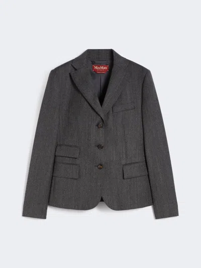 Max Mara Flannel College Jacket In Gray