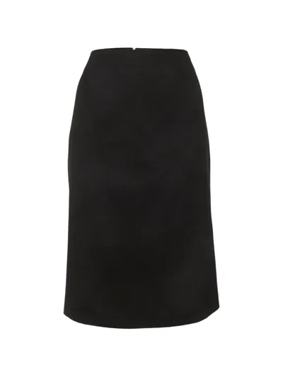 Pre-owned Max Mara Flannel Pencil Midi Skirt In Black