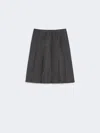 Max Mara Flannel Pleated Skirt In Gray