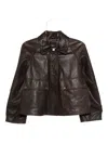 Max Mara Flap-pocket Leather Jacket In Brown