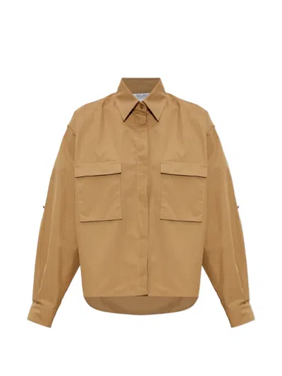 Max Mara Flap-pocket Cotton Shirt In Brown