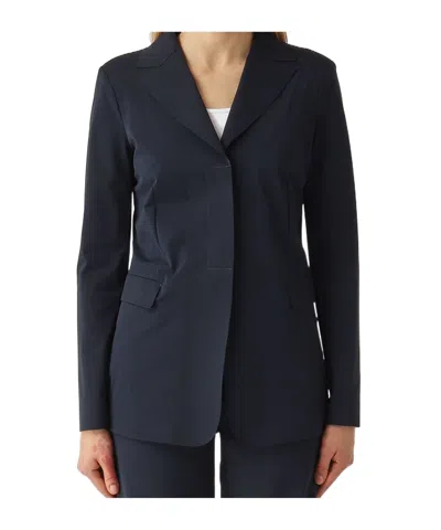 Max Mara Flap-pocket V-neck Jacket In Blue
