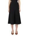 Max Mara High-waisted Silk Skirt Flared Hem In Black