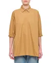 Max Mara Flared Brown Shirt With Pointed Collar In Orange