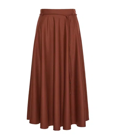 Max Mara Stretch-cashmere Foule Midi Skirt In Brown