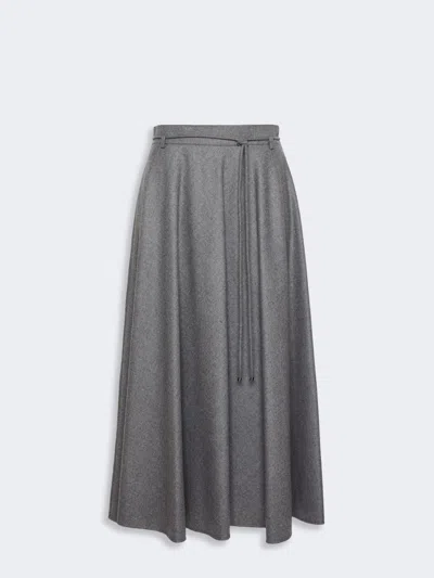 Max Mara Flared Cashmere Foule Skirt In Gray