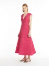 Max Mara A-line Midi Dress With Deep V-neckline In Pink
