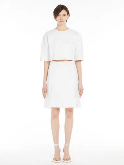 Max Mara Flared Cotton Gabardine Skirt In White