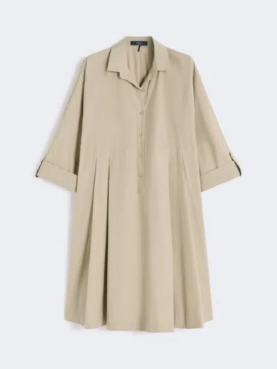Max Mara Flared Cotton-poplin Dress In Neutral