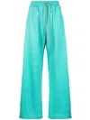 Max Mara Flared Drawstring-waist Trousers In Green