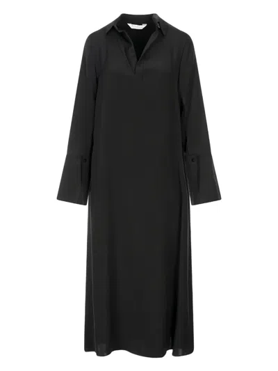 Max Mara Silk Crepe De Chine Dress In Black