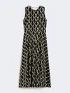 Max Mara Sleeveless Geometric-print Jersey Midi Dress In Black
