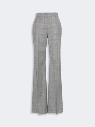 Max Mara Flared Glen Plaid Wool Trousers In Gray