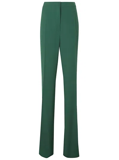 Max Mara Flared Leg Trousers With Polished Finish In Gray