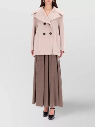 Max Mara Flared Maxi Skirt Side Pockets In Neutral