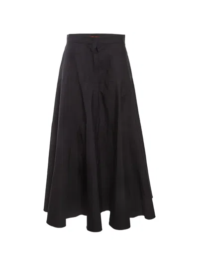 Pre-owned Max Mara Flared Midi Skirt In Black