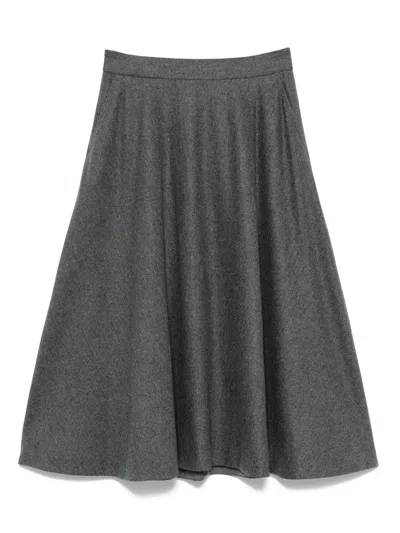 Max Mara Flared Midi Skirt In Gray
