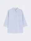 Max Mara Flared Poplin Shirt In Blue