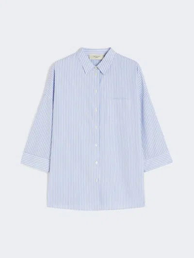 Max Mara Flared Poplin Shirt In Blue
