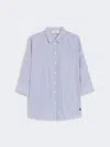 Max Mara Flared Poplin Shirt In Blue