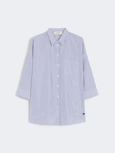 Max Mara Flared Poplin Shirt In Blue